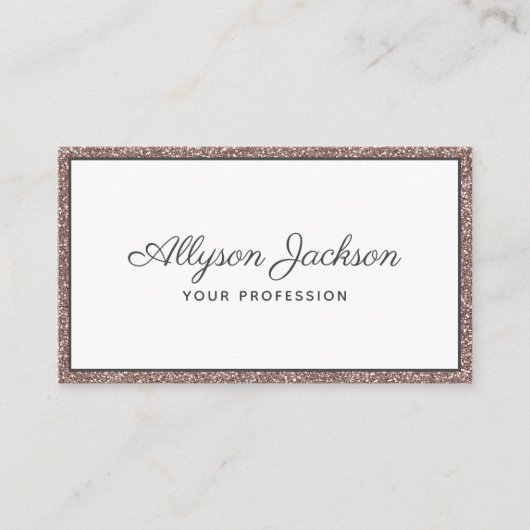 Roze Gouden Glitter Luxe Script Visitekaartje (Voorkant)