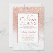 Roze gouden glitter marmer elegante chique nieuwe kaart (Voorkant)