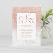 Roze gouden glitter marmer elegante chique nieuwe kaart (Staand voorkant)