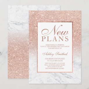 Roze gouden glitter marmer elegante chique nieuwe kaart