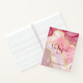 Roze Gouden Glitter Marmer Geode Monogram Notitieboek (Binnen)
