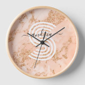Roze Gouden Glitter Marmer, Script Naam Witte Mono (Voorkant)