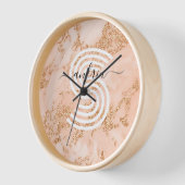 Roze Gouden Glitter Marmer, Script Naam Witte Mono (Hoek)