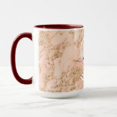 Roze Gouden Glitter Marmer, Script Naam Witte Mono Mok (Links)