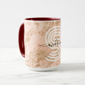 Roze Gouden Glitter Marmer, Script Naam Witte Mono Mok (Voorkant links)