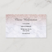 Roze Gouden Glitter Marmer Script Visitekaartje (Achterkant)