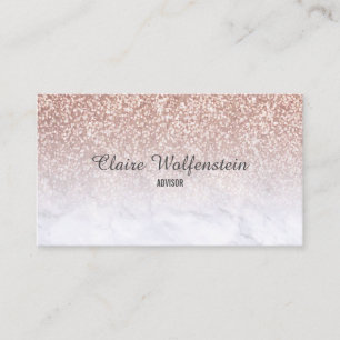 Roze Gouden Glitter Marmer Script Visitekaartje