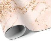 Roze Gouden Glitter Marmer Trendy Chic Verjaardag  Cadeaupapier (Rol Hoek)
