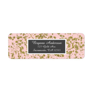 Roze & Gouden Glitter Meisjesachtige Glam Moderne  Etiket