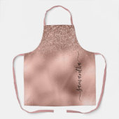 Roze Gouden Glitter Metallic Handgeschreven Monogr Schort (Voorkant)