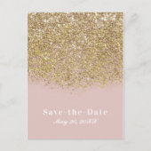 Roze & Gouden Glitter Modern Glam Save the Date Aankondigingskaart (Voorkant)