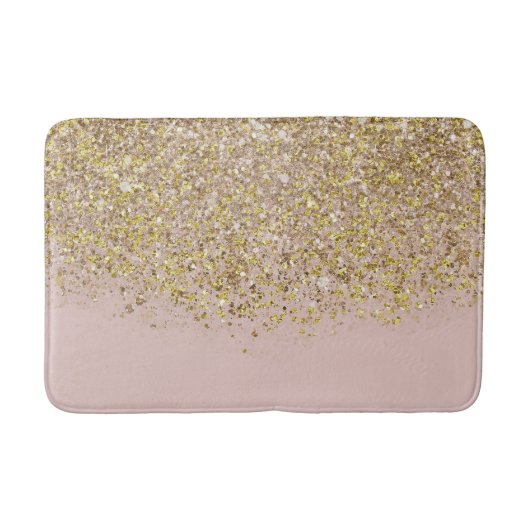 Roze & Gouden Glitter Modern Trendy Glam Chic Tren Badmat (Voorkant)