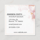 Roze Gouden Glitter Modern Vierkante Visitekaartje (Achterkant)