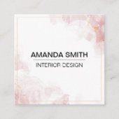 Roze Gouden Glitter Modern Vierkante Visitekaartje (Voorkant)