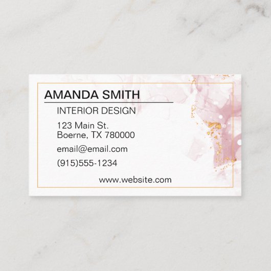 Roze Gouden Glitter Modern Visitekaartje (Achterkant)