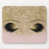 Roze & Gouden Glitter Moderne Glam Make-up Wimpers Muismat (Voorkant)