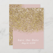 Roze & Gouden Glitter Moderne Glam Redding de Datu Aankondigingskaart (Voorkant / Achterkant)