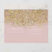 Roze & Gouden Glitter Moderne Glam Redding de Datu Aankondigingskaart (Achterkant)