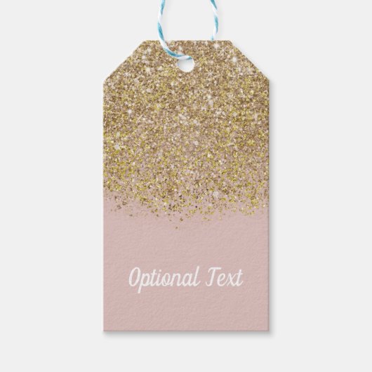 Roze & Gouden Glitter Moderne Trendy Glam Chic Fee Cadeaulabel (Voorkant)
