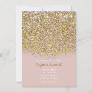Roze & Gouden Glitter Moderne Trendy Glam Chic Fee Kaart