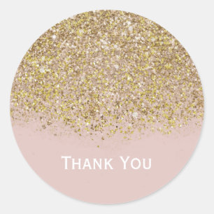 Roze & Gouden Glitter Moderne Trendy Glam Chic Fee Ronde Sticker