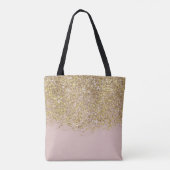 Roze & Gouden Glitter Moderne Trendy Glam Chic Tote Bag (Achterkant)
