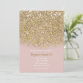 Roze & Gouden Glitter Moderne Trendy Glamoureuze F Kaart (Staand voorkant)