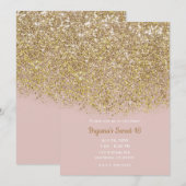 Roze & Gouden Glitter Moderne Trendy Glamoureuze F Kaart (Voorkant / Achterkant)