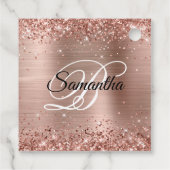 Roze Gouden Glitter Monogram 75e Verjaardag Bedank Bedankjes Labels (Achterkant)