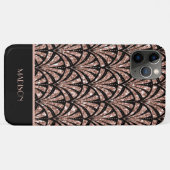 Roze Gouden Glitter Monogram Art Deco Patroon Case-Mate iPhone Case (Achterkant (horizontaal))