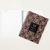 Roze Gouden Glitter Monogram Art Deco Patroon Planner (Display)
