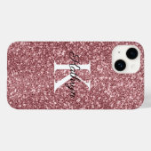 Roze Gouden Glitter Monogram Eerste Letter Naam Case-Mate iPhone Case (Achterkant (horizontaal))