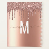 Roze Gouden Glitter Monogram Handgeschreven Schrif Planner (Achterkant)