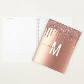 Roze Gouden Glitter Monogram Handgeschreven Schrif Planner (Display)