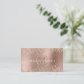 Roze Gouden Glitter Monogram Logo Visitekaartje (Staand voorkant)