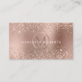 Roze Gouden Glitter Monogram Logo Visitekaartje (Voorkant)