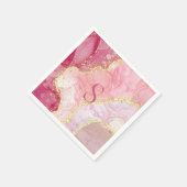 Roze gouden Glitter Monogram Marmer Geode Servet (Hoek)