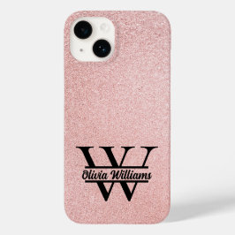 Roze Gouden Glitter Monogram | Meisjesachtige Mode Case-Mate iPhone 14 Hoesje