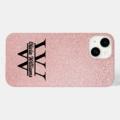 Roze Gouden Glitter Monogram | Meisjesachtige Mode Case-Mate iPhone Case (Achterkant (horizontaal))