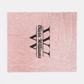 Roze Gouden Glitter Monogram | Meisjesachtige Mode Fleece Deken (Voorkant (Horizontaal))