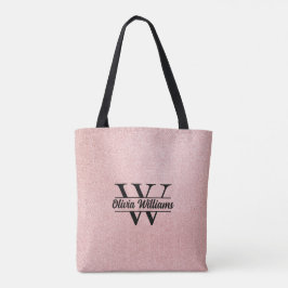Roze Gouden Glitter Monogram | Meisjesachtige Mode Tote Bag