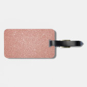 Roze Gouden Glitter Monogram Naam Bagagelabel (Achterkant horizontaal)