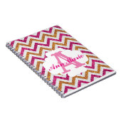 Roze & Gouden Glitter Monogram Notitieboek (Rechterzijde)