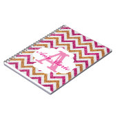 Roze & Gouden Glitter Monogram Notitieboek (Linkerzijde)