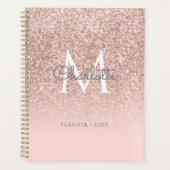 Roze Gouden Glitter Monogram Roze 2023 Planner (Voorkant)