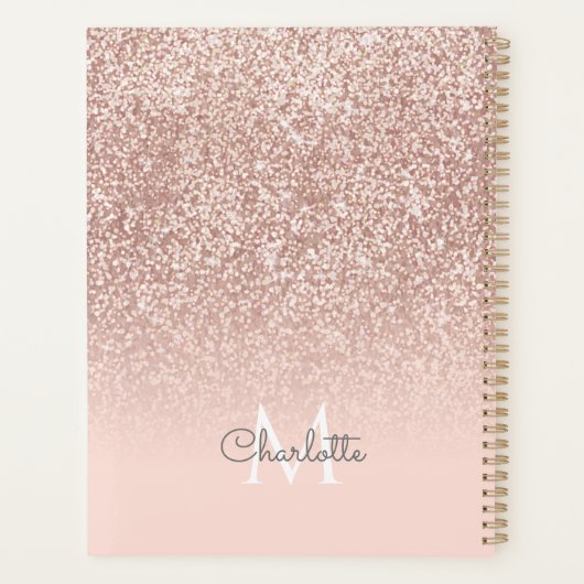 Roze Gouden Glitter Monogram Roze 2023 Planner (Achterkant)