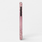 Roze Gouden Glitter Monogram Schrift Case-Mate iPhone Case (Achterkant/links)