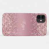 Roze Gouden Glitter Monogram Schrift Case-Mate iPhone Case (Achterkant (horizontaal))