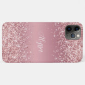Roze Gouden Glitter Monogram Schrift Case-Mate iPhone Case (Achterkant (horizontaal))