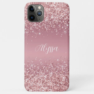 Roze Gouden Glitter Monogram Schrift Case-Mate iPhone Case